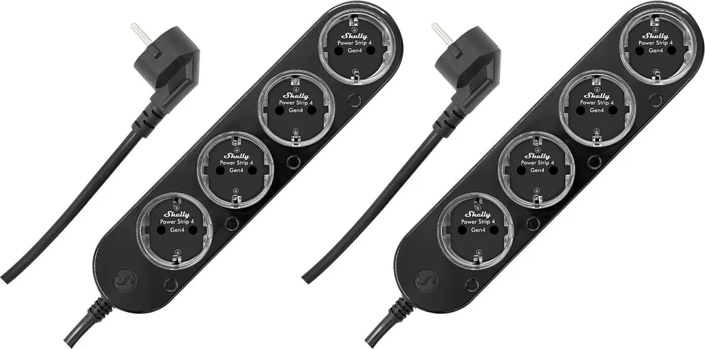 SHELLY Power Strip 4 Gen4, ciabatta elettrica a 4 prese, nera, WiFi, Bluetooth, Zigbee, Matter, Apple HomeKit, Alexa, 2 pezzi