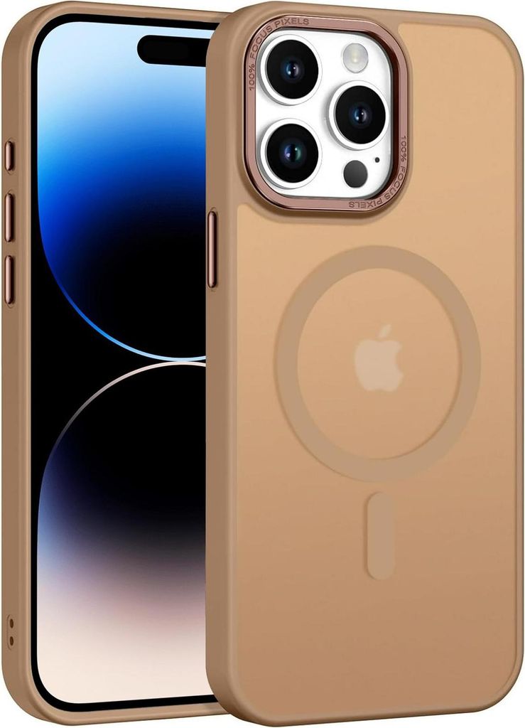 Handyhülle für iPhone 14 Pro Hülle MagSafe kompatibel mit Metall Kamerarahmen Magnet Case TPU Kantenschutz