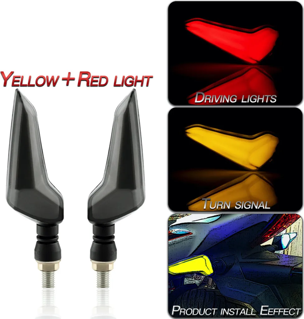 Luci Segnalazione LED Moto Forma L Bicolore Giallo Rosso Universali