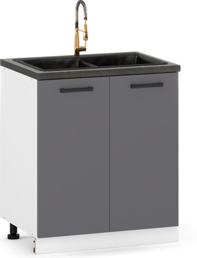 Küchenschrank stehend unter der Spüle, 80 cm, Graphit