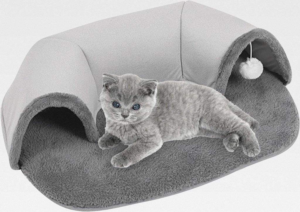 Katzen-Tunnelnest – großer Rückzugsort aus Plüschbällen, warmer saisonaler Katzenunterschlupf, geschlossener Katzenspielplatz im Innenbereich...
