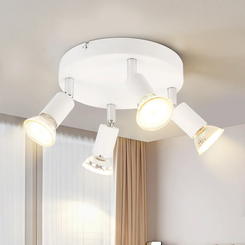 ZMH Faretto LED Soffitto Bianco Orientabile 4 Luci GU10 Metallo