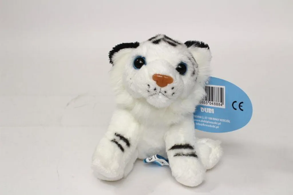 Mini tigre blanc assis DUBI PLUSZ 14 cm - Peluche lavable et durable 48884