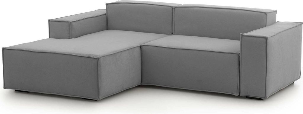 Festes Sofa Dkivil, Modulares 2-Sitzer-Sofa mit linker Halbinsel, 100% Italy, Modernes Sofa aus Stoff, Cm 220x170h70, Grau