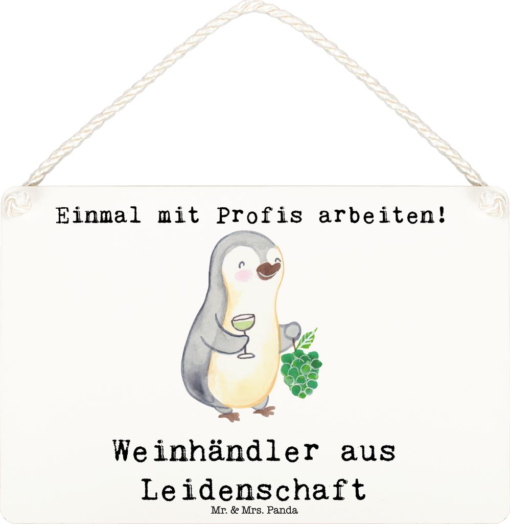 Mr. & Mrs. Panda Schild Weinhändler Leidenschaft DIN A6 - Weiß - Geschenk, wandhänger, Türschild, Holzschild, wandtafel, holzbild