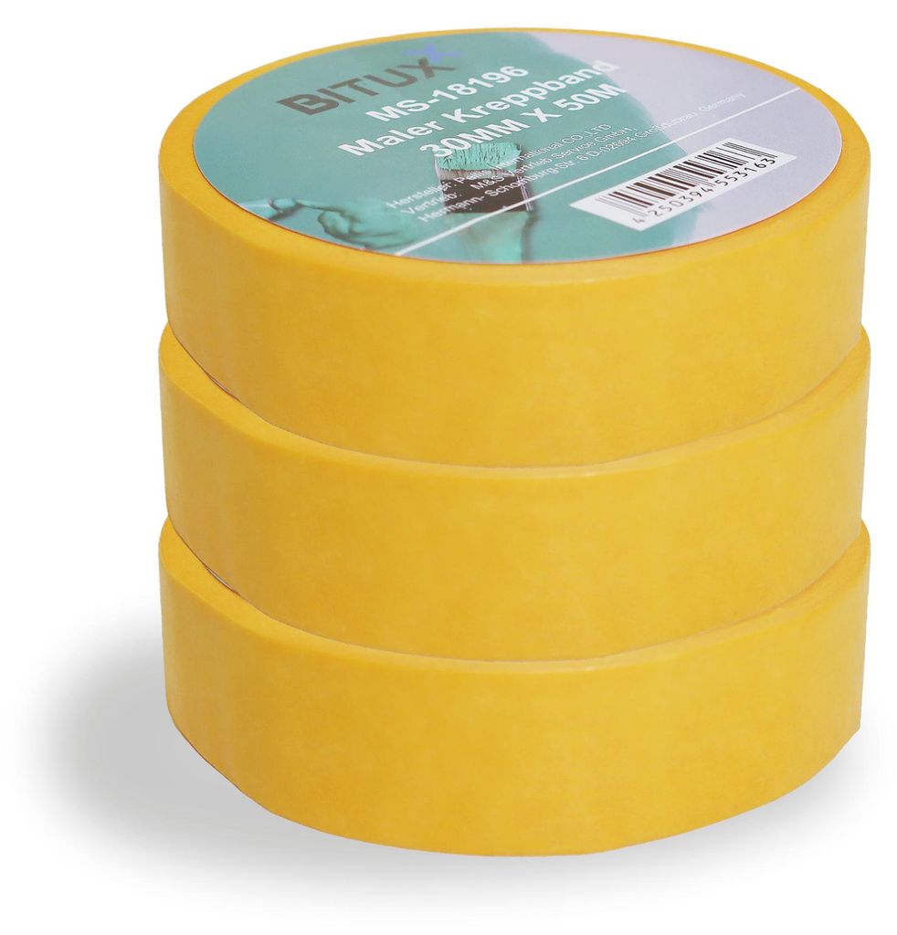 Bituxx 3x 50m Maler Kreppband 30 mm breit, MS-18406