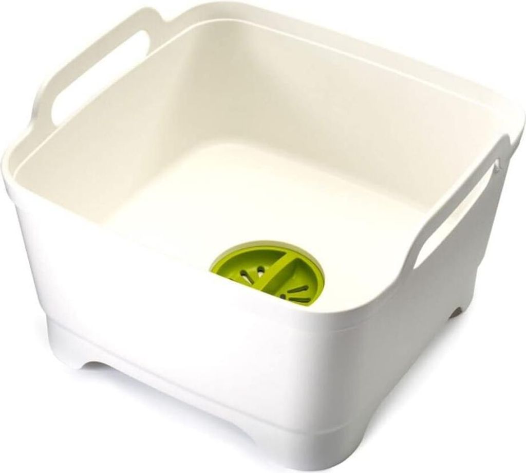 Spüle mit Handgriffen und Abflussstopfen - 9 Liter - weiß - grün