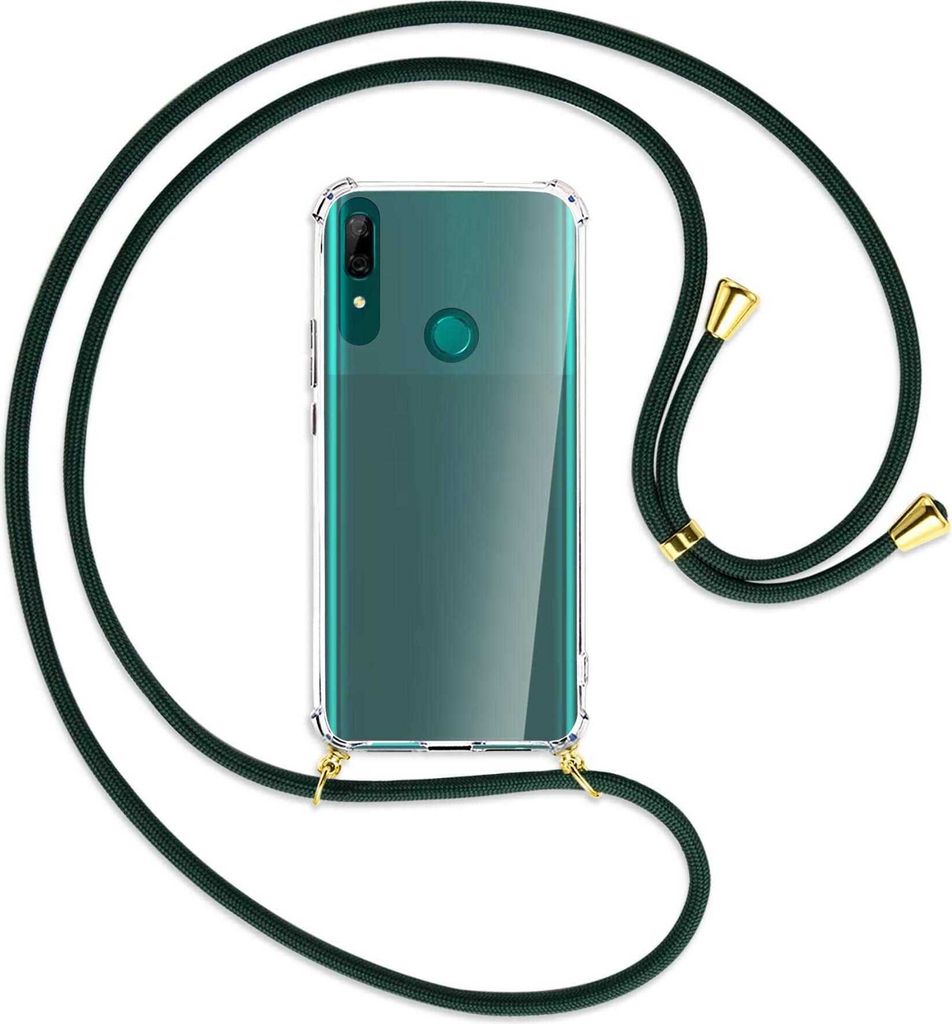 Handykette Backcover-Schutzhülle mit Band (Metall goldfarben) für Huawei P Smart Z - dunkelgrün