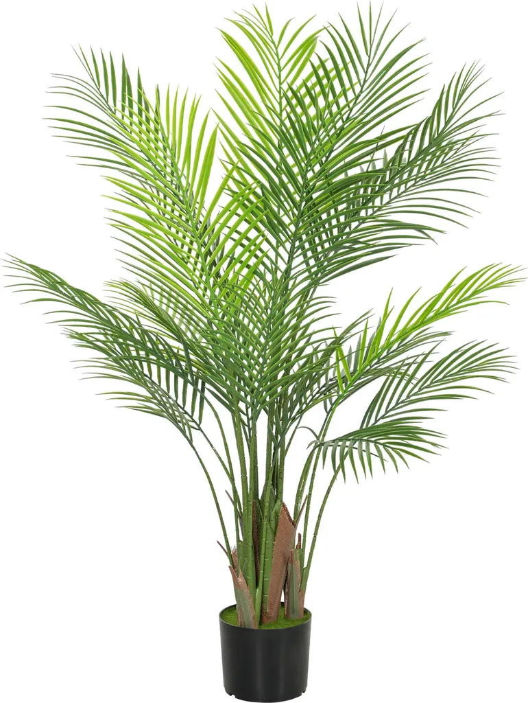 Faux arbuste réaliste 120 cm en plastique résistant et pot en ciment