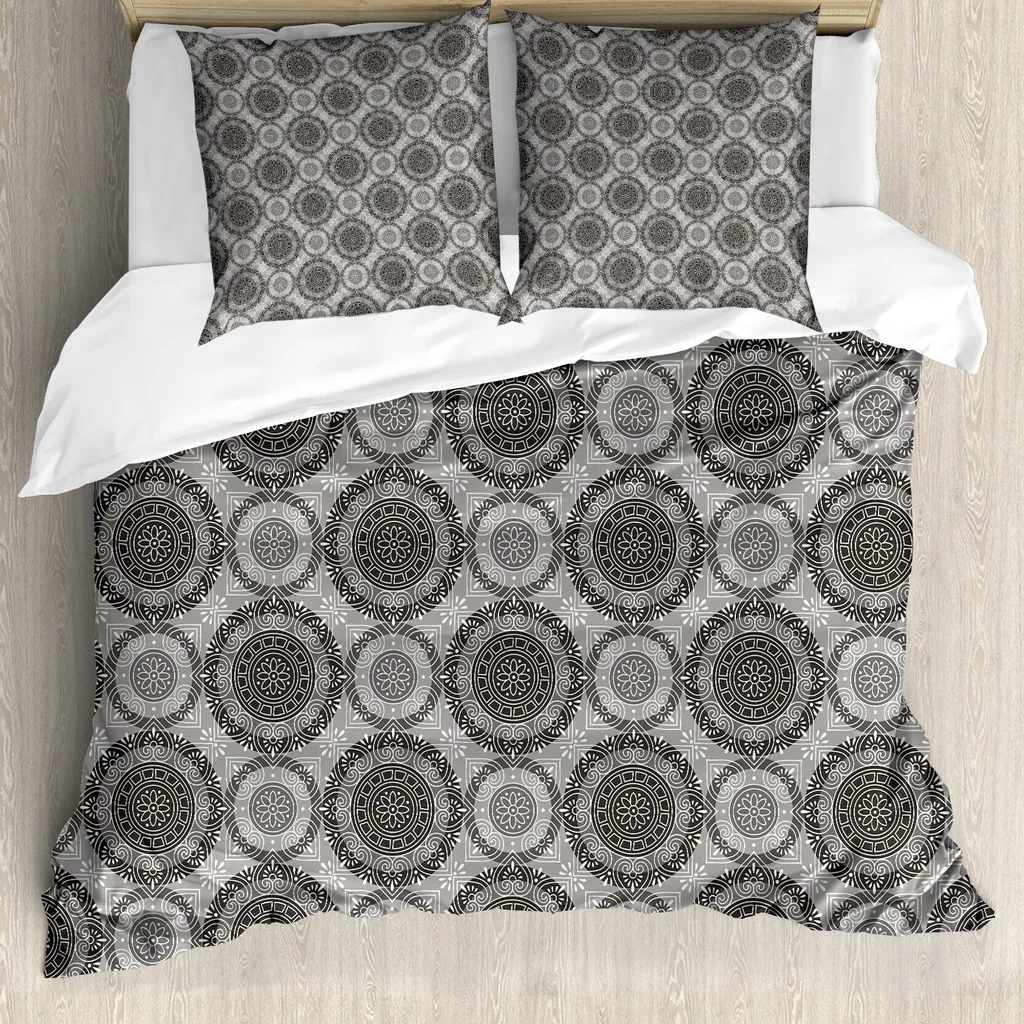 Set Letto ABAKUHAUS Grigio Motivo Floreale Damascato 200x200 Soft