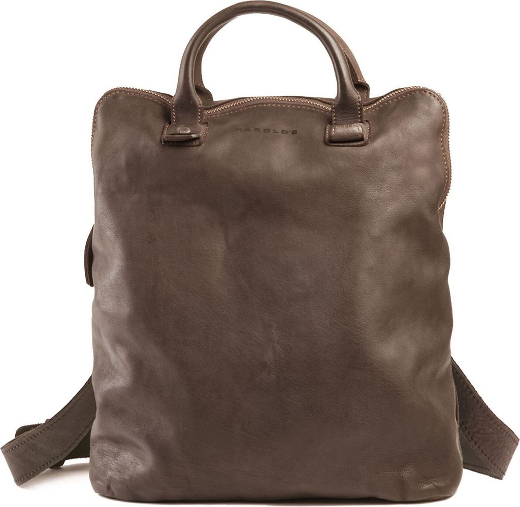 HAROLD'S Leder Freizeitrucksack Rucksack Submarine Post-Citybackpack Brown dunkelbraun