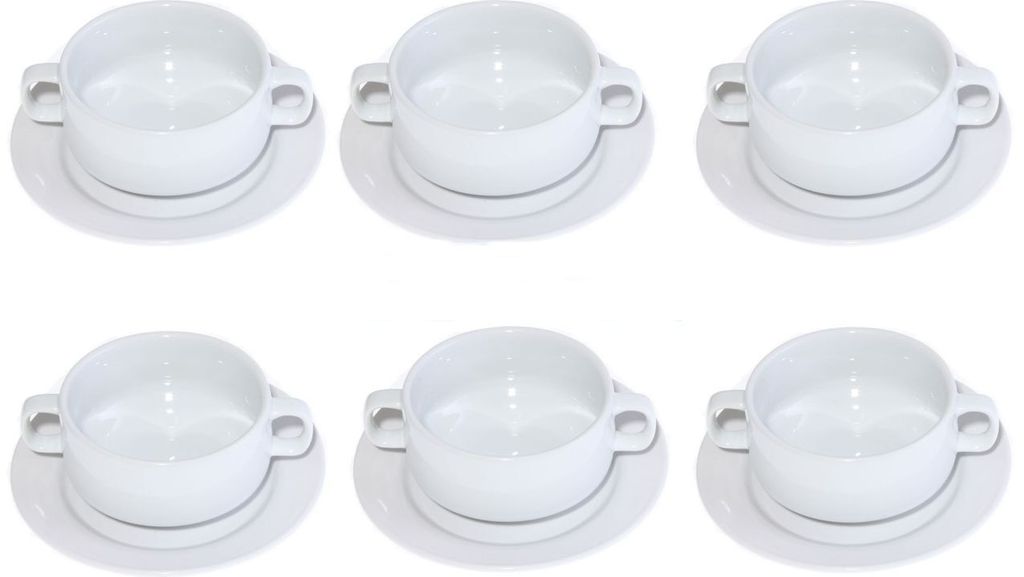 Suppentasse 0,26 l mit Henkelgriffen + Untertasse je 6 Produktbild 