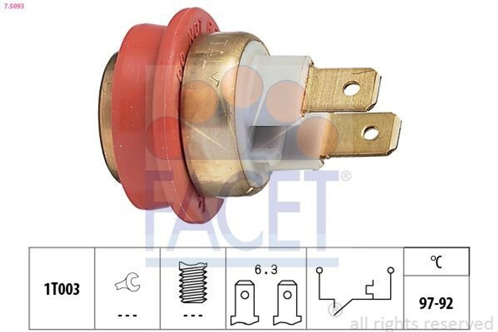 FACET 7.5093 Temperaturschalter Kühlerlüfter Thermoschalter für NISSAN Bluebird Limousine (T72, T12, U12) für MG MG ZR für ROVER MINI für AUSTIN