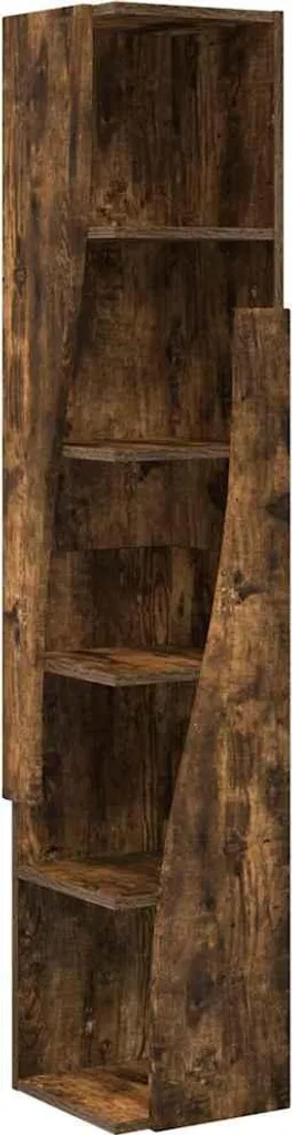 Mobile Angolare Rovere Fumé 27,5x27x140 cm | Colonna Stretta Bagno