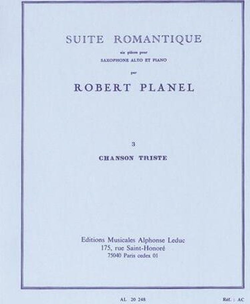 Chanson triste pour saxophonealto et piano