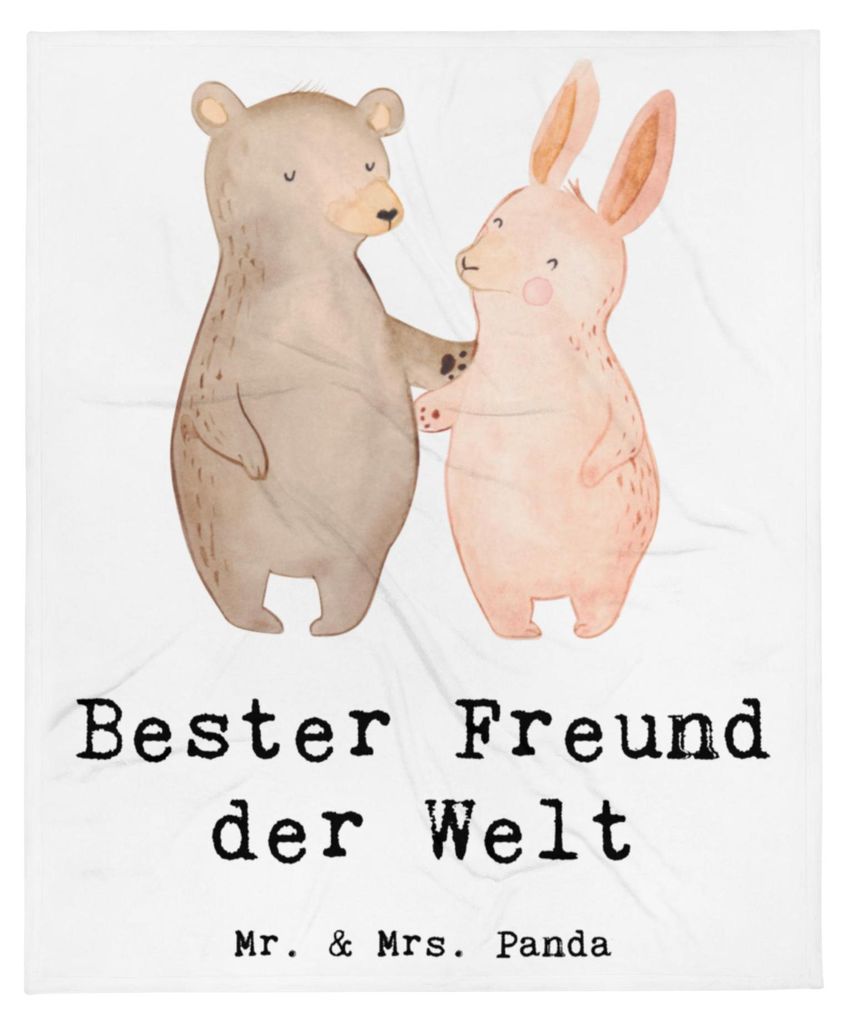 Mr. & Mrs. Panda Bettdecke Hase Bester Freund der Welt - Weiß - Geschenk, Couchdecke, Geschenkidee, Love, Bettüberwurf, Tagesdecke, Lieblingsmens...