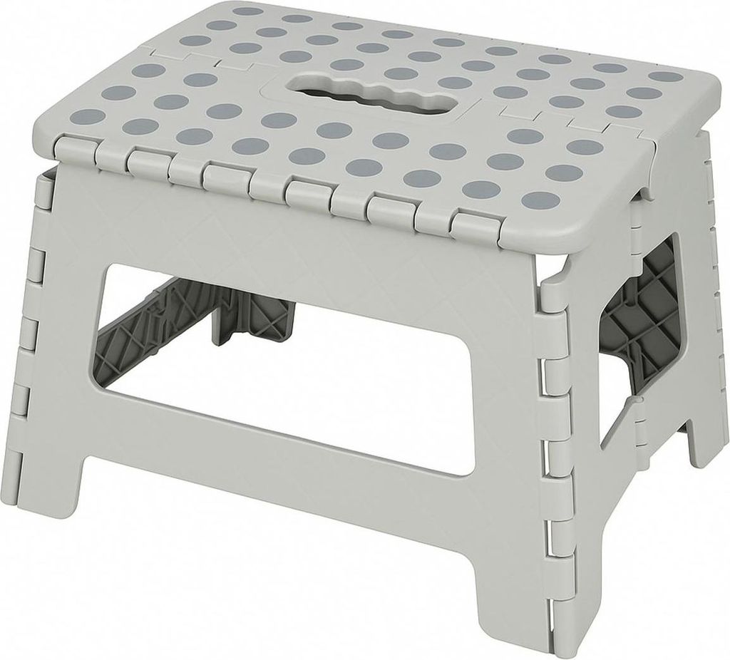 Excellent Houseware | Klapphocker - Hocker - 29 x 22 x 22 cm - Grau - Klapptritt - Faltbarer - Belastung 150 kg