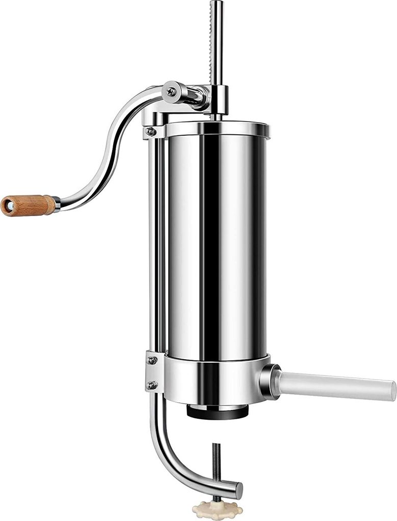 Wurstfüller 3,6L, Manuelle Wurstmaschine Wurstfüllmaschine, Wurstspritze aus Edelstahl, Wurstpresse mit Tischklemme & 4 Füllrohre für Hausgemac...