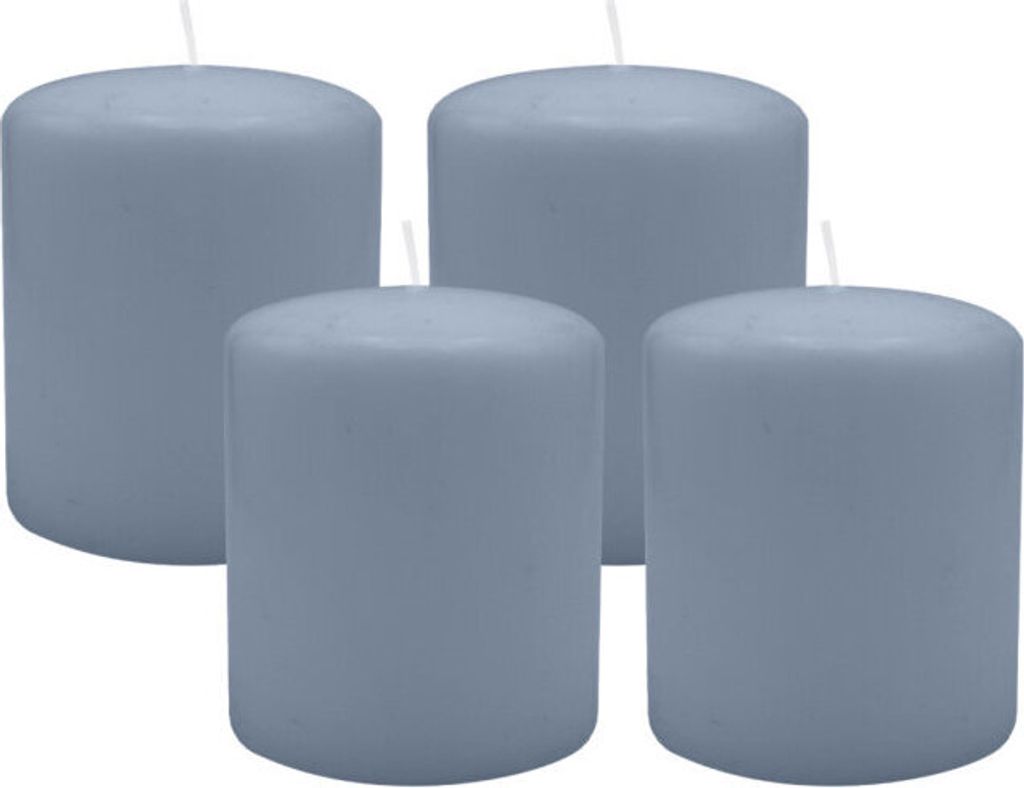 4er Set Adventskranzkerzen Pacific Blau Grau Ø 100 x 120 mm
