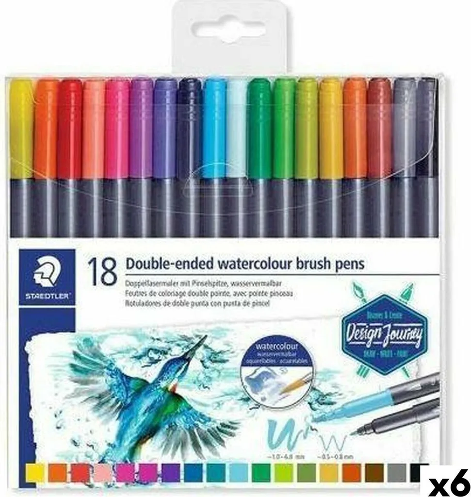 STAEDTLER 3001 TB18 Feutre à pointe fine lavable à l'eau - Étui de 18