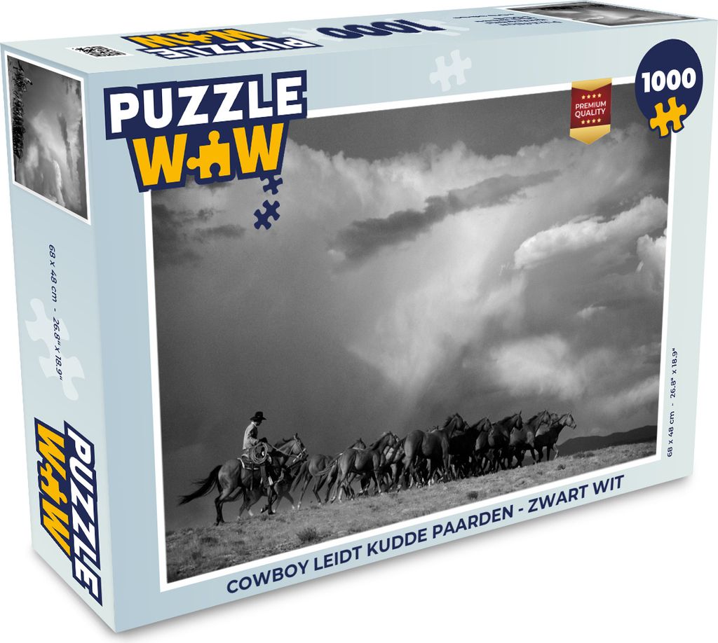 MuchoWow Puzzle 1000 Teile Pferde - Cowboy - Luft - Erwachsene - Rätsel