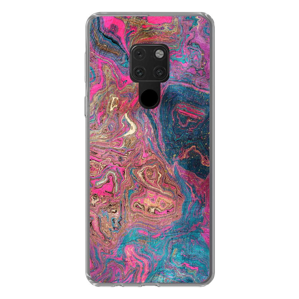 MuchoWow Handyhülle Schutzhülle Hülle für Huawei P40 Lite Marmor - Farbe - Gussformen Silikon Softcase Handy Hülle - Handy