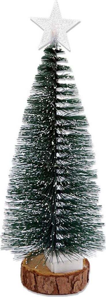 Mini-Weihnachtsbaum, kleiner künstlicher, schneebeflockter Bleistiftbaum mit LED-Lichtern, Tisch-Baumschmuck mit Holzsockel für die Weihnachtsdek...