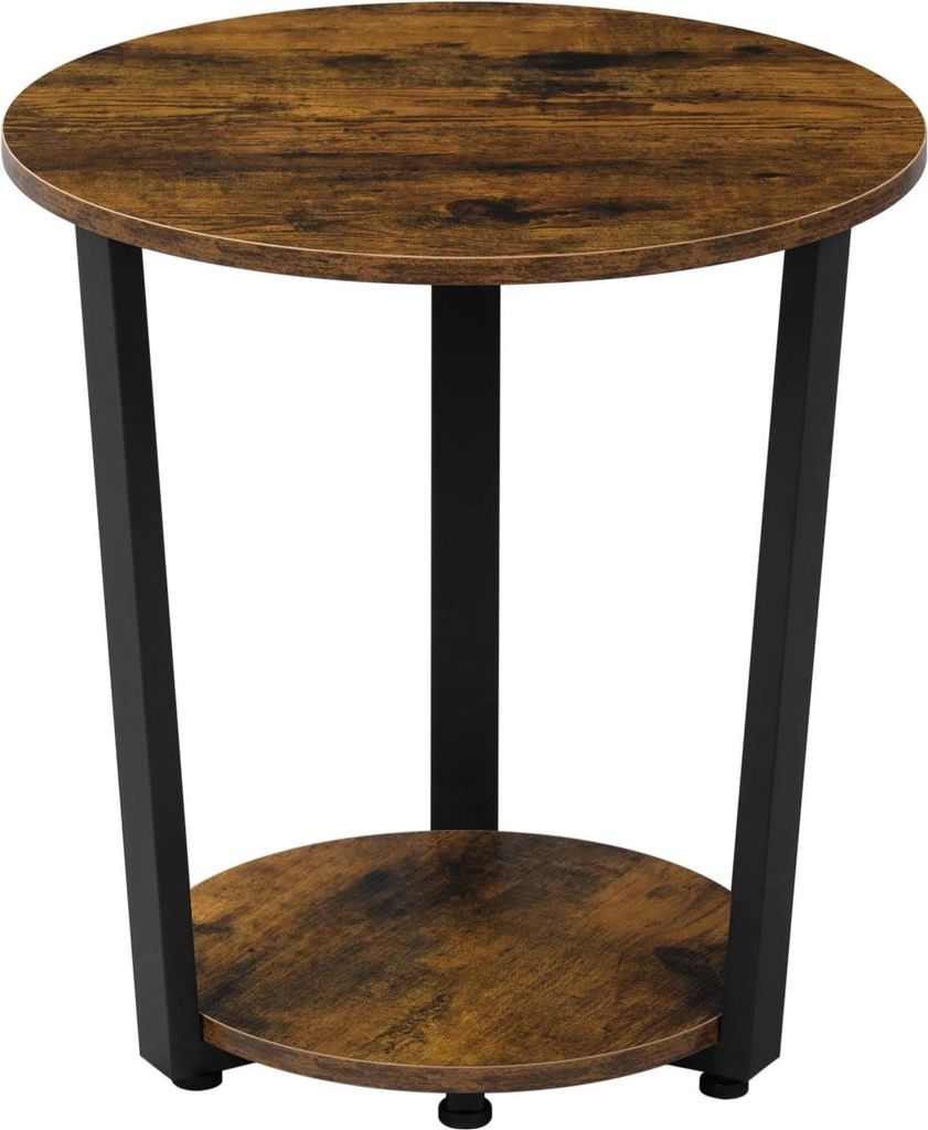 Runder Couchtisch - Wohnzimmertisch/Beistelltisch - 2 Ablagen - Holz & Metall - Tragkraft 30 kg Platte, 20 kg Ablage - Wohnzimmer/Schlafzimmer - He...