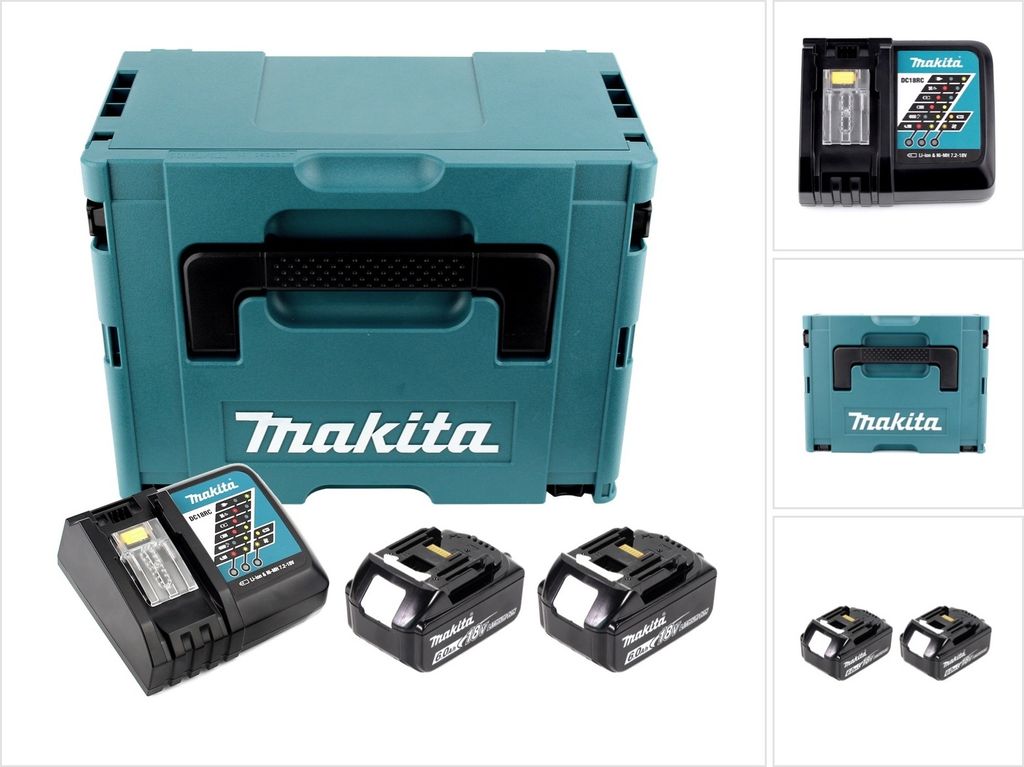 Makita Power Source Kit Li 18V mit 2x BL1860B Akku 6,0Ah + DC18RC Ladegerät ( 199480-6 ) + Makpac