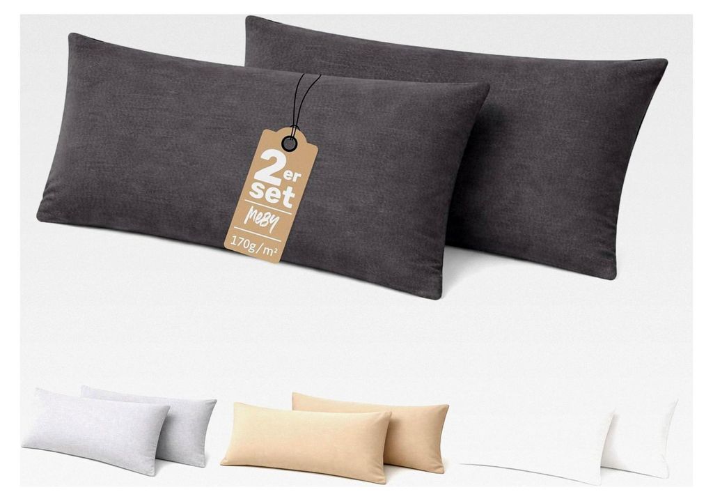 Kissenbezug 2er Set – 100% Jersey Baumwolle, weich und atmungsaktiv, 170 g/m² – Kopfkissenbezüge mit verdecktem Reißverschluss, pflegeleicht...