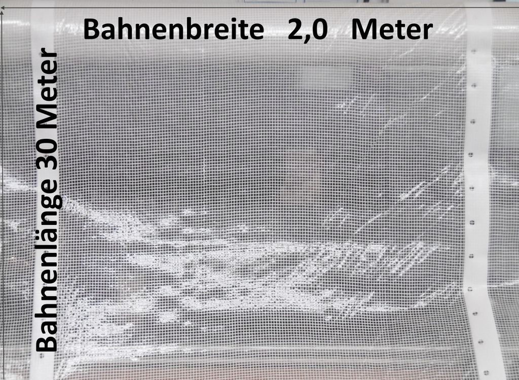 60m² schwere Gitter-Folie 2m x 30m transparent weiß Nagelrand Not-Dach Abdeckung Plane Gewächshausplane Gewächshausfolie