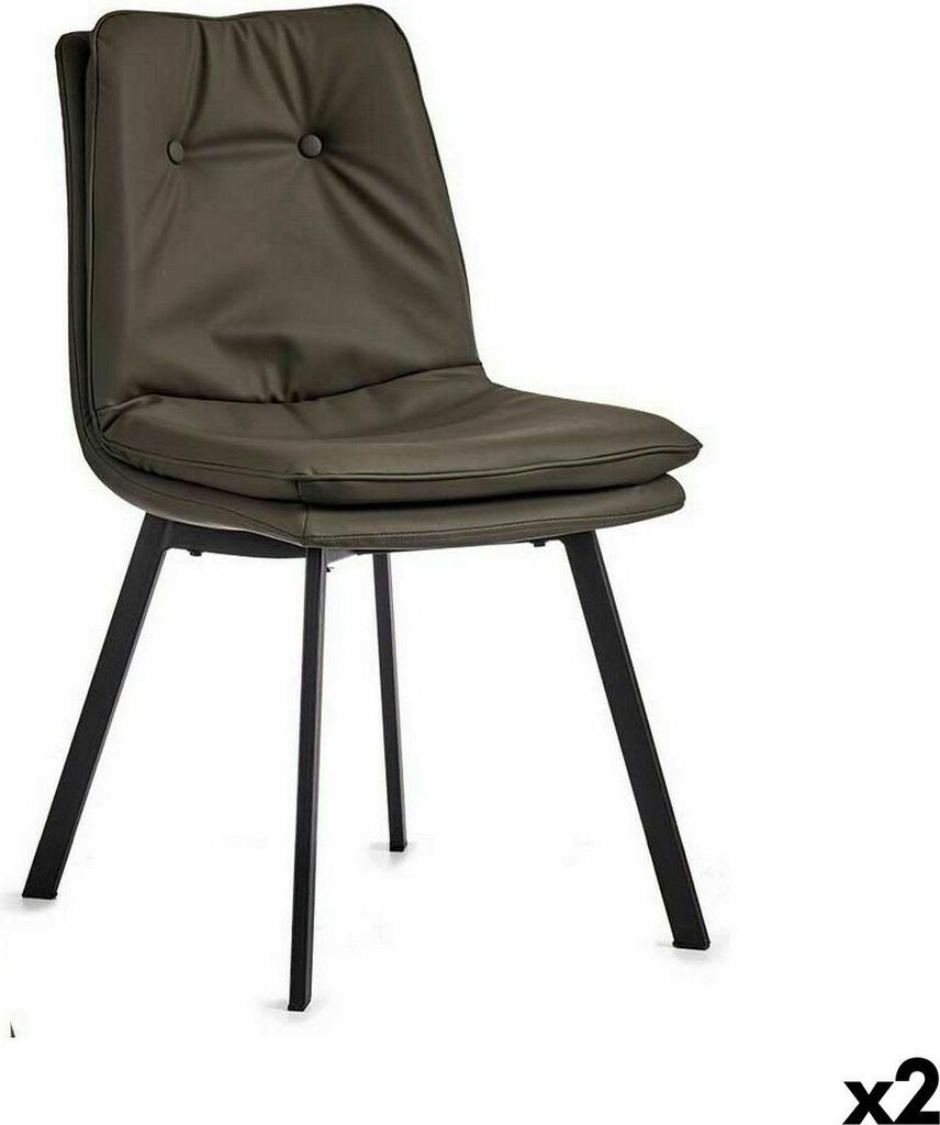 Sessel Knöpfe Schwarz Grau Stahl 62 x 85 x 47 cm (2 Stück)