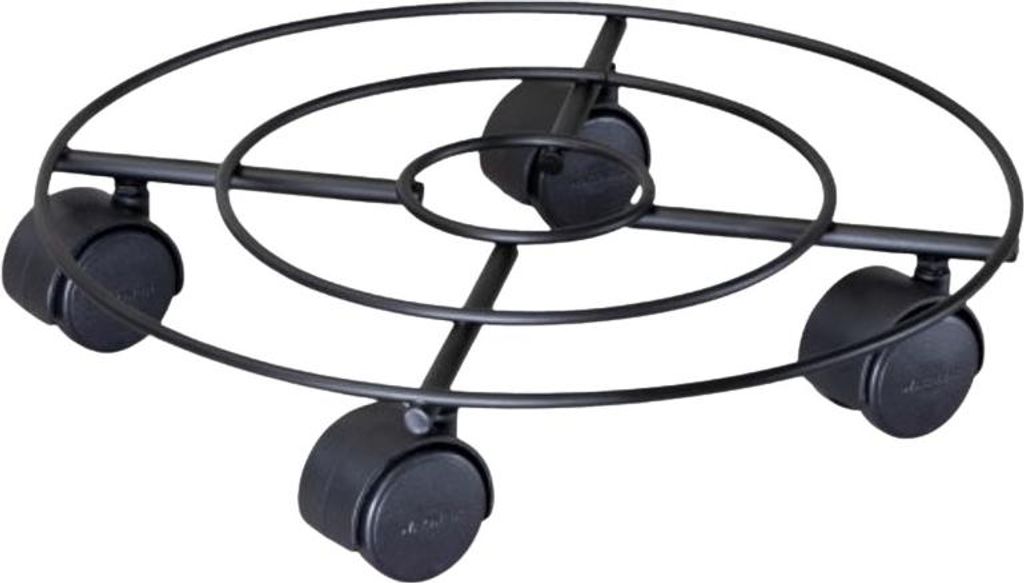 Podstavec pod květináč pojízdný ocelový Ø 30 cm černý Obrázek produktu 