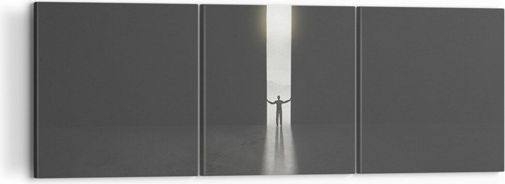 Bild auf Leinwand - Leinwandbild - 3 Teile - Tor Mensch Licht - 120x40cm - Wand Bild - Wanddeko - Wandbilder - Leinwanddruck - Bilder - Wanddekorat...