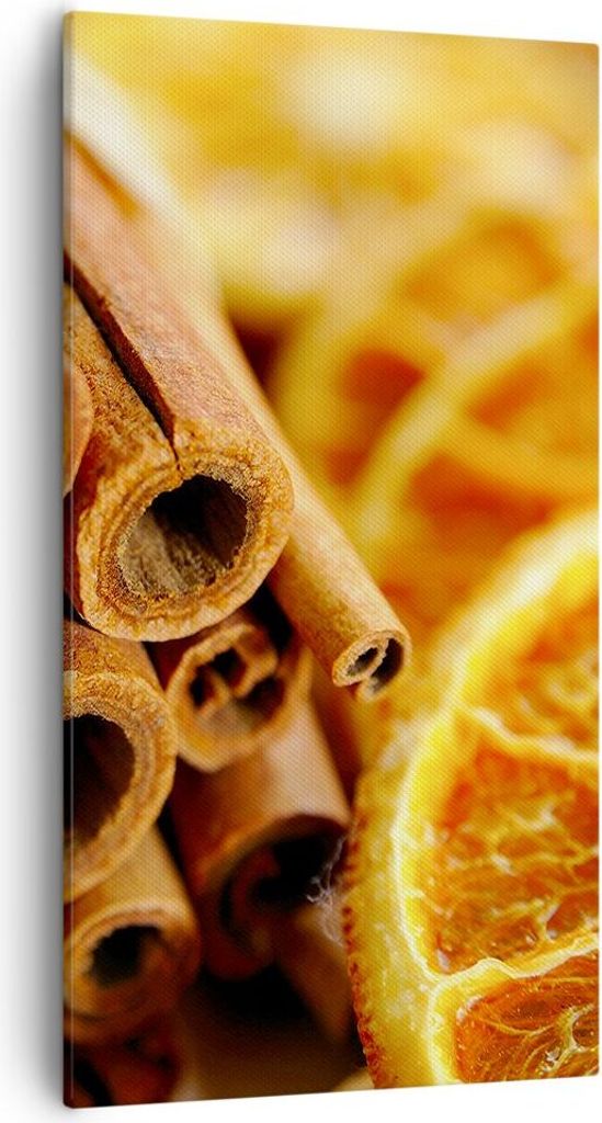 Bild auf Leinwand - Leinwandbild - Zimt Orange Haufen - 55x100cm - Wand Bild - Wanddeko - Leinwanddruck - Bilder - Kunstdruck - Wanddekoration - Le...