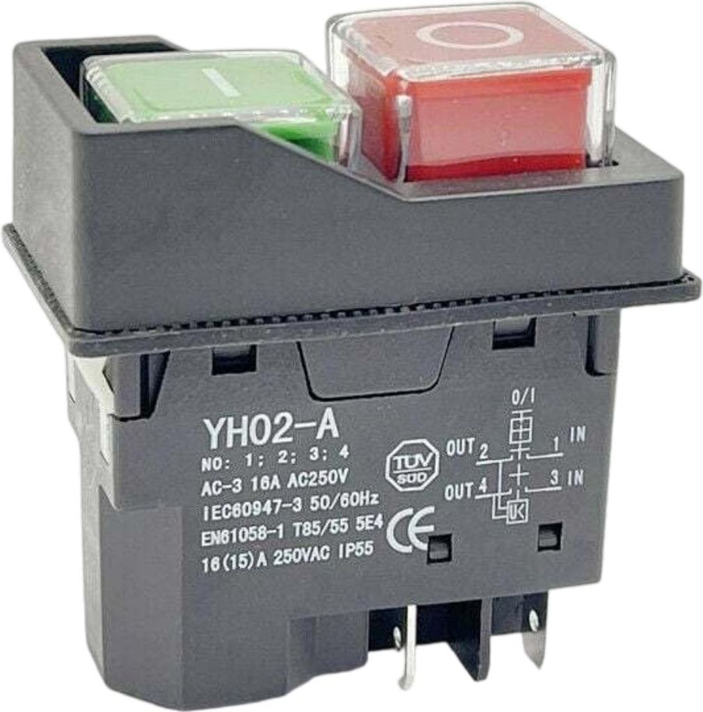 Wasserdichter Magnetschalter, 4-poliger Druckknopf-Ein/Aus-Start-Stopp-Schalter, Zubehör für Werkzeugmaschinen, 250 V, 16 A