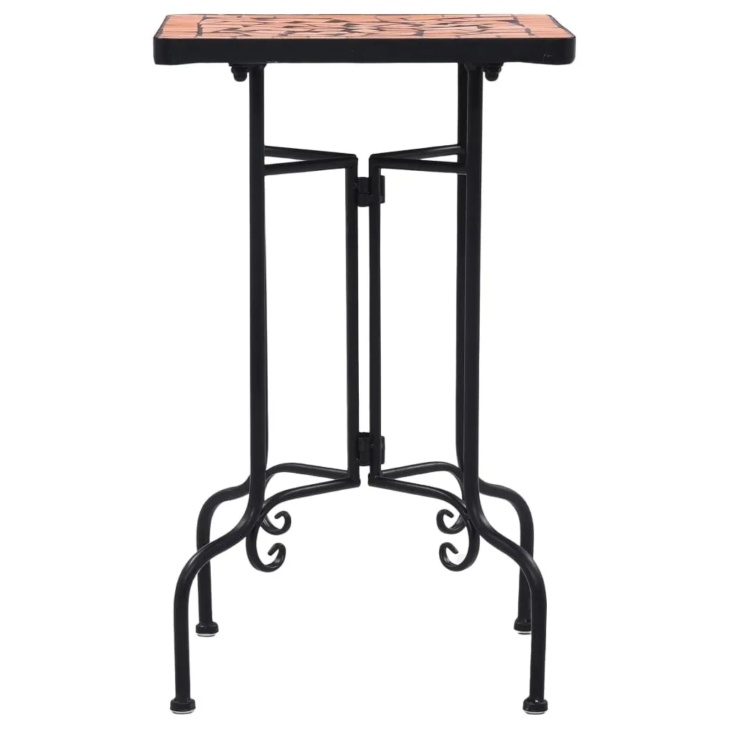 vidaXL Table Mosaïque en Céramique Terracotta - Table de Jardin Ronde