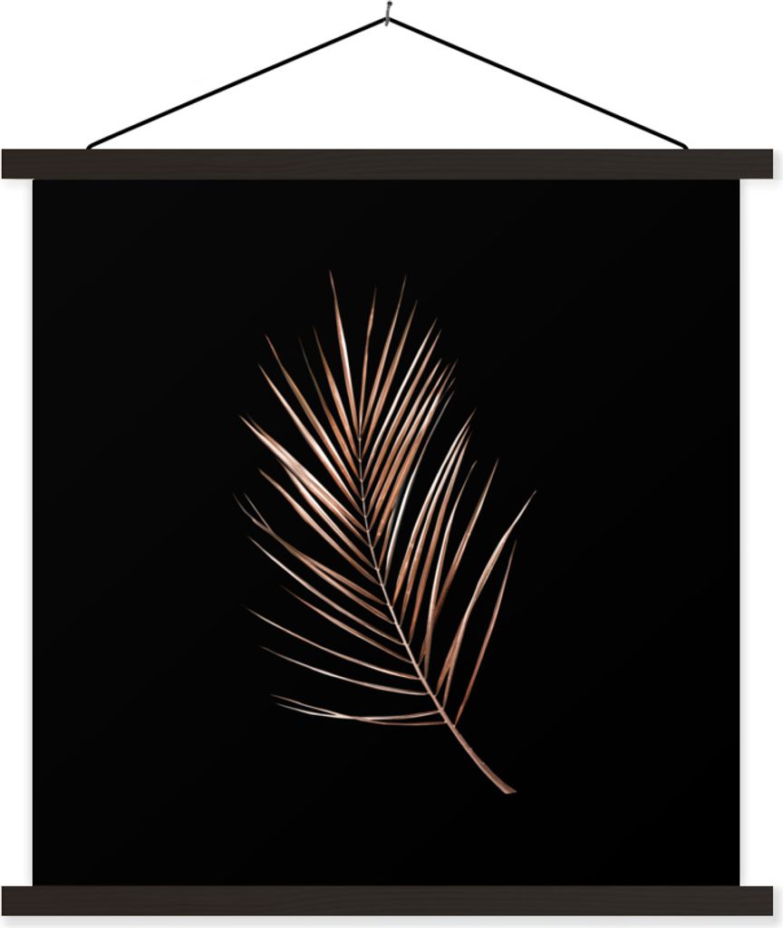 MuchoWow Textilposter Gold - Zweig - Blatt 60x60 cm mit schwarzem Rahmen - Posteraufhänger