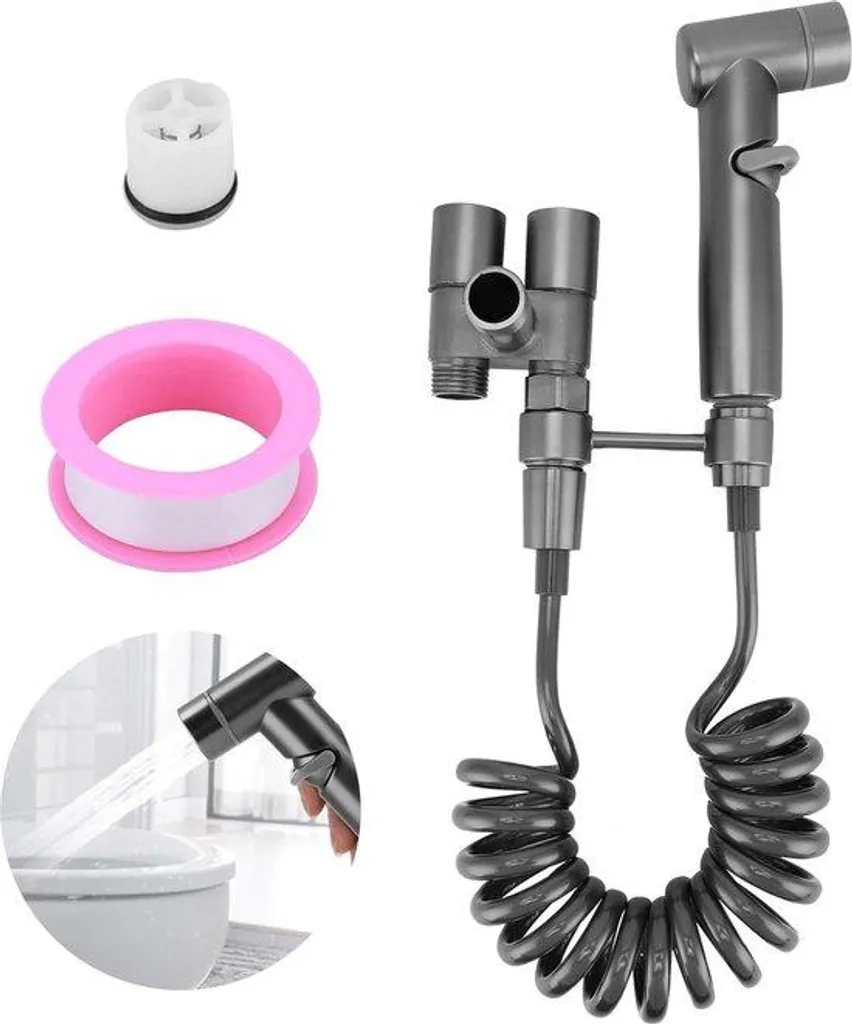 Kit robinet de douche noir mat et douchette WC pour rénovation complète