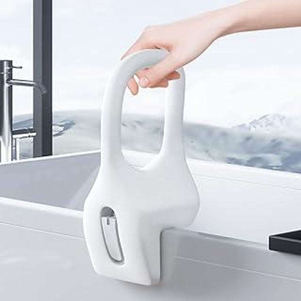 Badewanne Einstiegshilfe für Senioren – Badewanneneinstiegshilfe aus PE-Blasformmaterial mit Befestigung ohne Bohren, Griffstange für Wannen Ra...