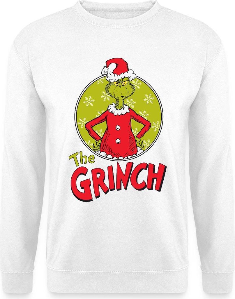 Spreadshirt Der Grinch Logo The Grinch Uni Pullover, XXL, Weiß