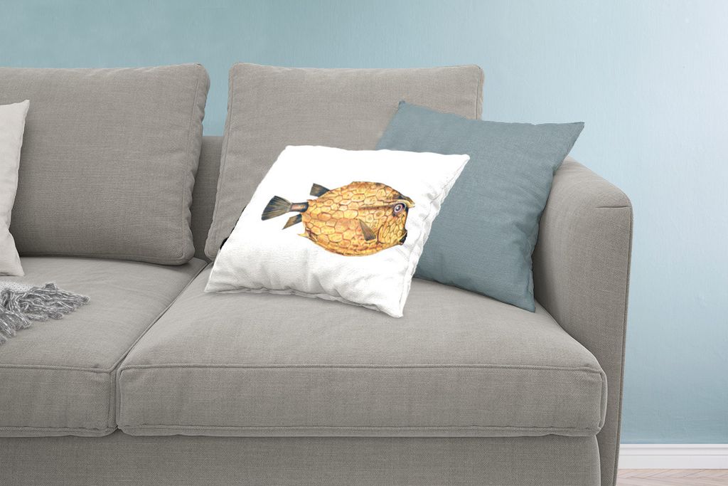 MuchoWow Zierkissen Sofakissen Wohnzimmer Dekokissen 60x40 cm Fisch - Realismus - Gold - Kopfkissen - Polster mit Foto