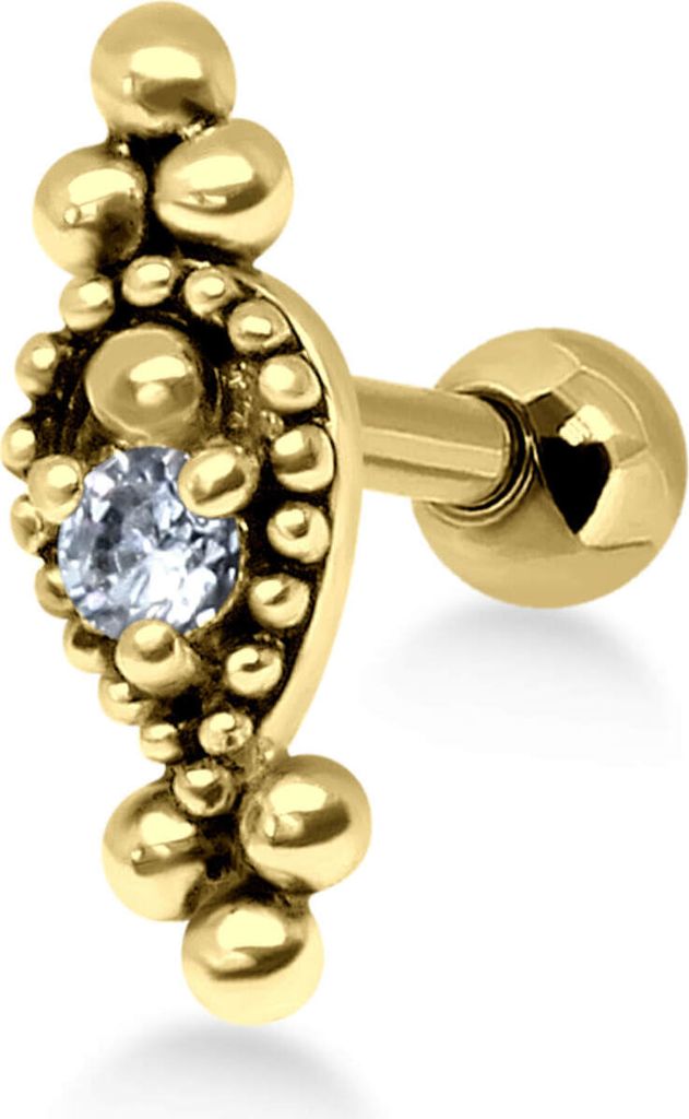 Orientalischer Ohrring Helix Ohrpiercing 925 Sterling Silber mit Zirkonia in verschiedenen Farben Material - Silber gelbvergoldet Verschlusskugel -...