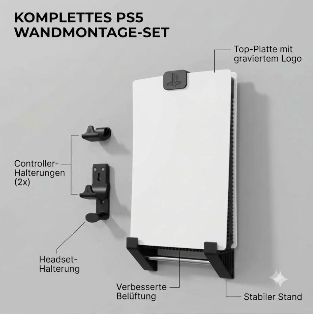 PS5 Wandhalterung Disc Version Halter Set fuer Konsole Produktbild 