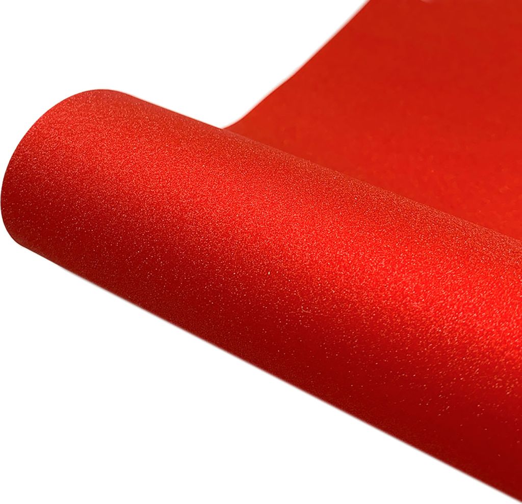 1 Roll Thermaltransferfilm Glitzer selbstklebender PVC Exquisites Klebstoff-Vinylblätter für DIY-Rot