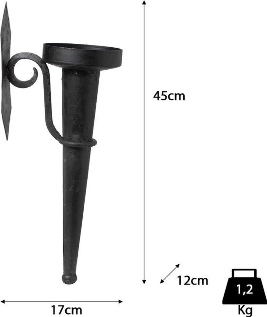 Applique murale en métal 45 cm noir antique - Luminaire de style rétro
