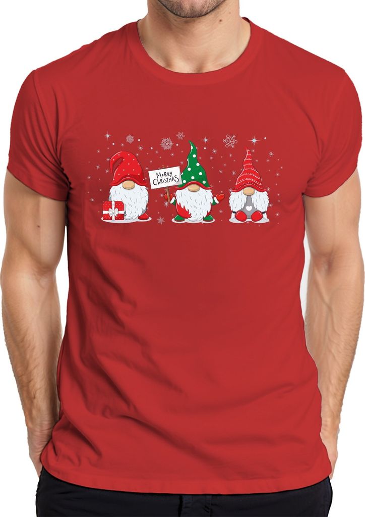 Merry Christmas Gnome Elfen Wichtel - Weihnachten Weihnachtsgeschenk Christmas Herren T-Shirt, Rot, XL