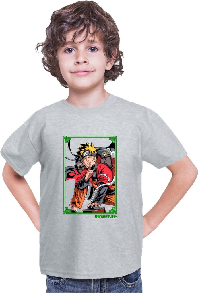 Kinder T-Shirt Japan Anime Manga Naruto Sage Frog, 9-11 Jahr - 140 / Grau