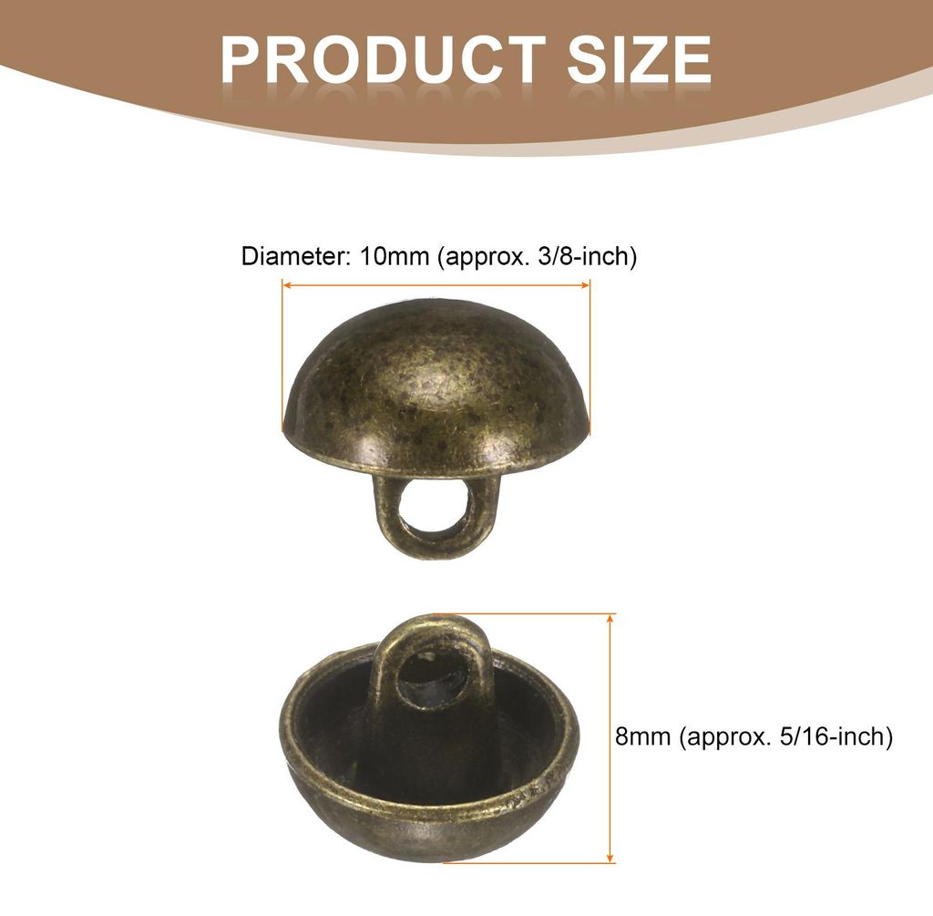 5 Stš¹ck Kn?pfe Bronze, 10mm Halbrunde Pilzkappe Metallkn?pfe Handwerk Buttons mit Schaft, Bastelkn?pfe Rund N?hkn?pfe Ersatzkn?pfe Buttons fš¹...