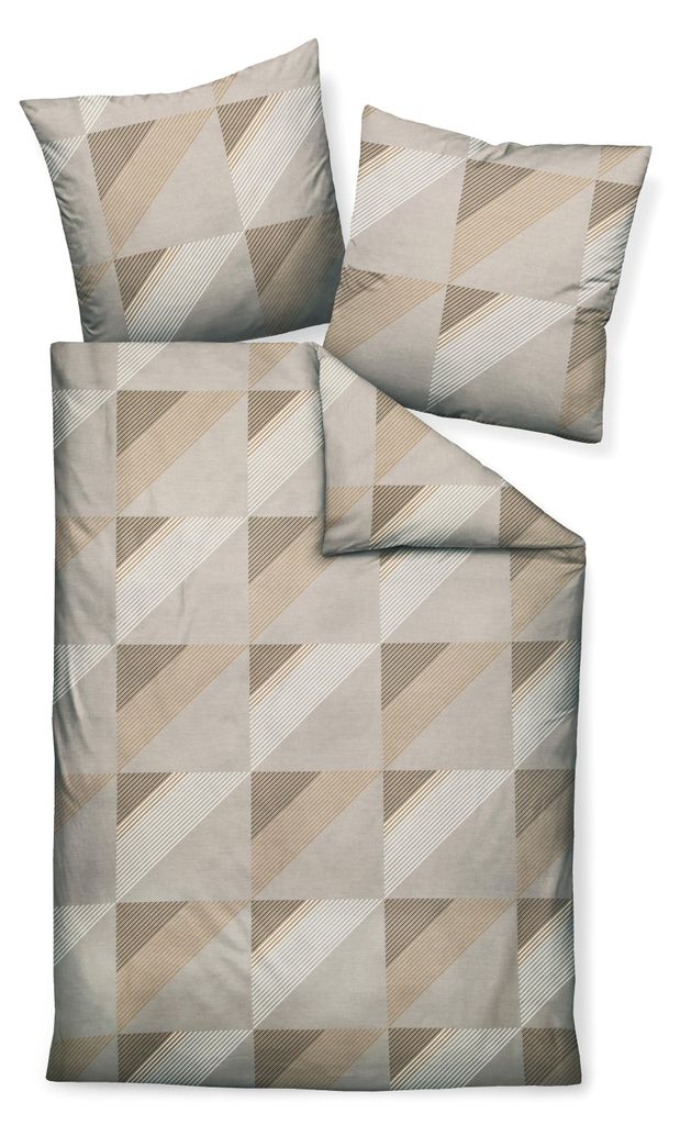 Janine Mako-Satin Bettwäsche J.D. 87065 taupe 155x220 cm + Produktbild 
